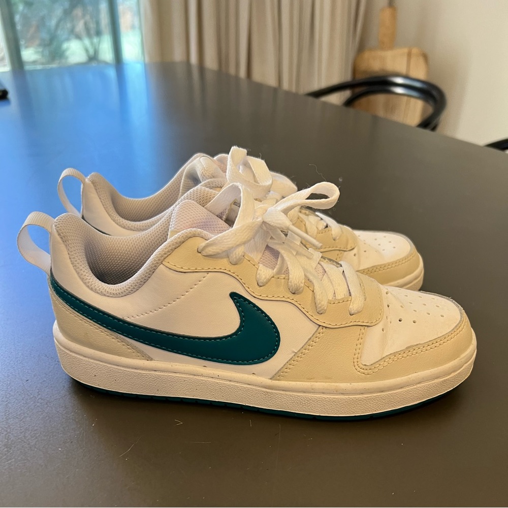 Nike Dunks teal, orange, white